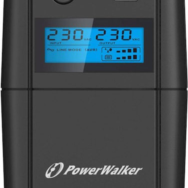 Powerwalker VI 850 SE LCD UPS Line-Interactive 850VA 480W με 2 Schuko Πρίζες