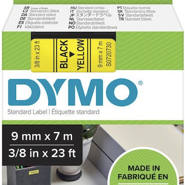 Ταινία Ετικετογράφου Dymo Standard 40918 9 Mm X 7 M Μαύρα Γράμματα Κίτρινο Φόντο S0720730 Dymo40918