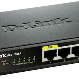 D-Link DES-1005P Unmanaged L2 PoE Switch με 5 Θύρες Ethernet