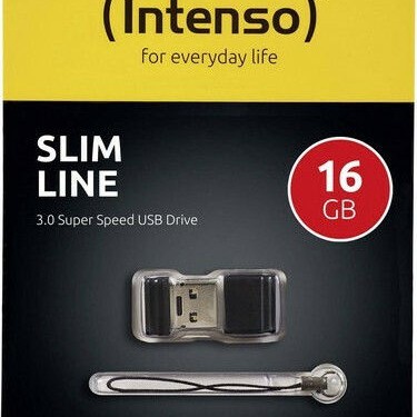 Intenso Slim Line 16GB USB 3.0 Stick Μαύρο