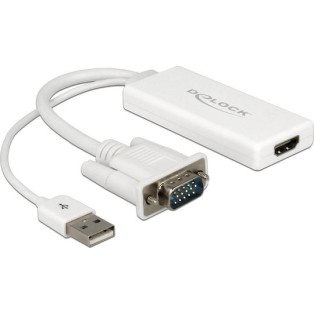 DeLock Μετατροπέας VGA male σε HDMI female Λευκό (62460)