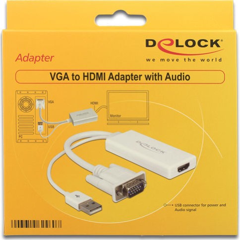 DeLock Μετατροπέας VGA male σε HDMI female Λευκό (62460)