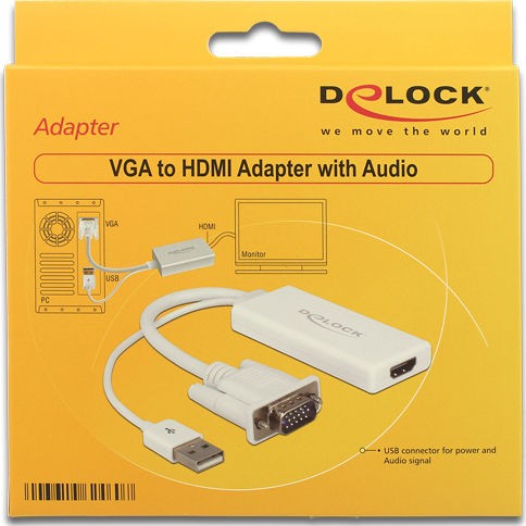 DeLock Μετατροπέας VGA male σε HDMI female Λευκό (62460)
