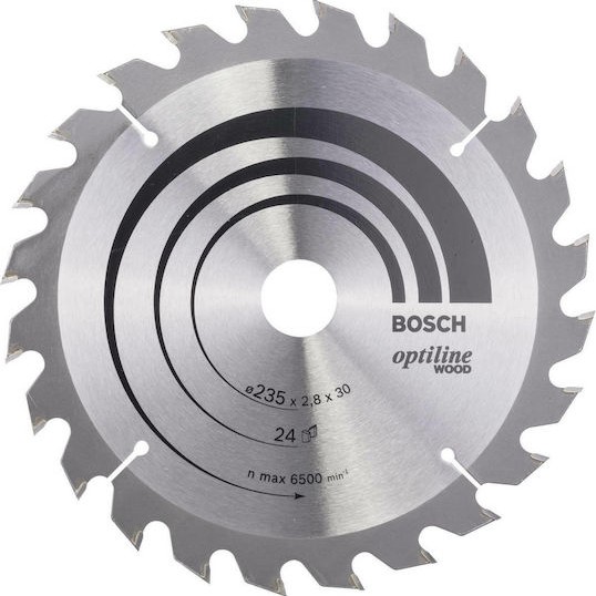 Bosch Optiline Wood Δίσκος Κοπής Ξύλου με 24 Δόντια 235mm 2608640725