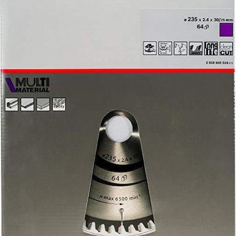 Bosch Δίσκος Κοπής Ξύλου με 64 Δόντια 235mm 2608640514