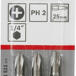 Bosch Σετ 3 Μύτες Κατσαβιδιού Σταυρός / Αστέρι