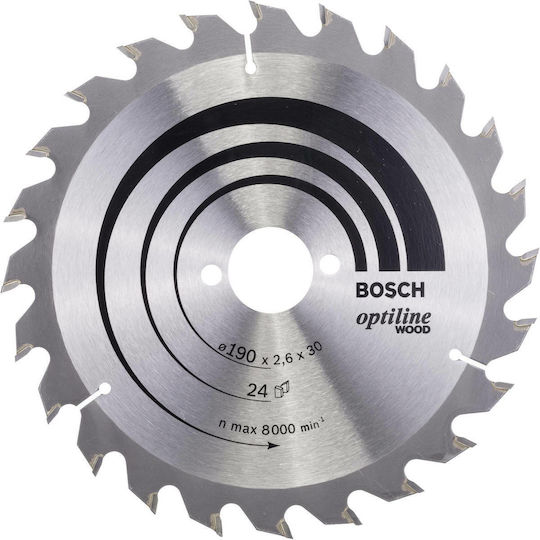 Bosch Optiline Wood Δίσκος Κοπής Ξύλου με 24 Δόντια 190mm