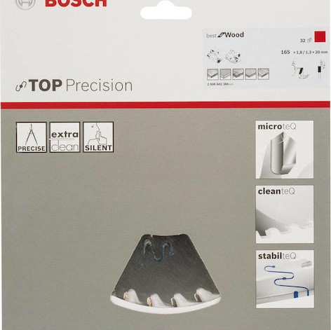Bosch Circ. Saw Blade BS WO H 165x20-32 Δίσκος Κοπής Ξύλου 165mm 2608642386