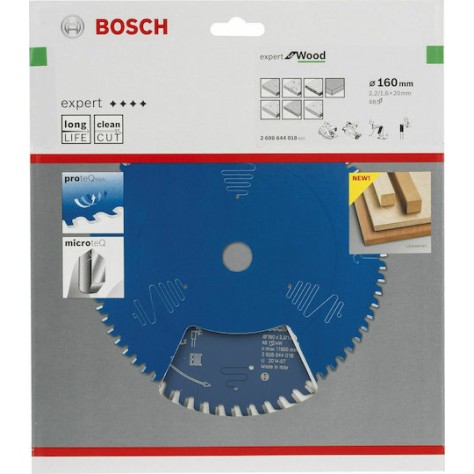 Bosch Δίσκος Κοπής Ξύλου με 48 Δόντια 160mm 2608644018