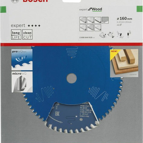 Bosch Δίσκος Κοπής Ξύλου με 48 Δόντια 160mm 2608644018