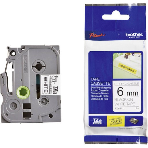 Brother Tze-s211 Ταινία Ετικετογράφου σε Μαύρο Χρώμα
