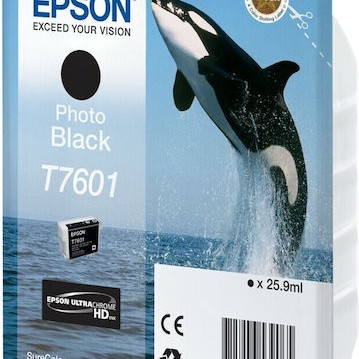 Epson T7601 Γνήσιο Μελάνι Εκτυπωτή InkJet Photo Μαύρο (C13T76014010)