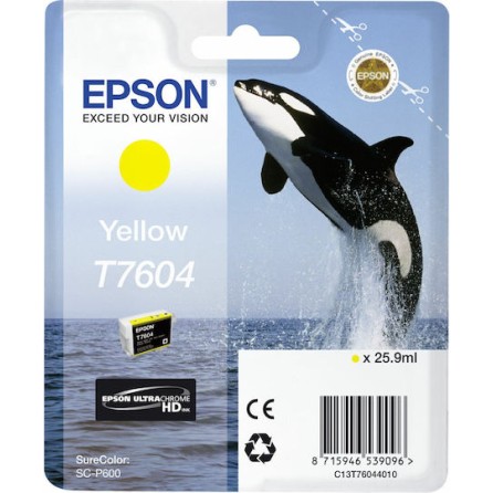Epson T7604 Γνήσιο Μελάνι Εκτυπωτή InkJet Κίτρινο (C13T76044010)