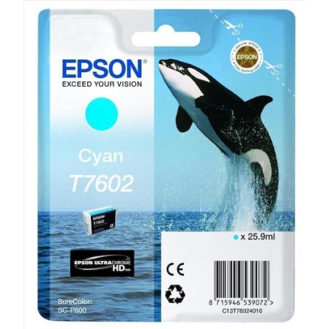 Epson T7602 Γνήσιο Μελάνι Εκτυπωτή InkJet Κυανό (C13T76024010)