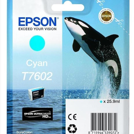 Epson T7602 Γνήσιο Μελάνι Εκτυπωτή InkJet Κυανό (C13T76024010)