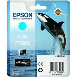 Epson T7602 Γνήσιο Μελάνι Εκτυπωτή InkJet Κυανό (C13T76024010)