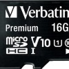 Verbatim Premium microSDHC 16GB Class 10 U1 UHS-I με αντάπτορα