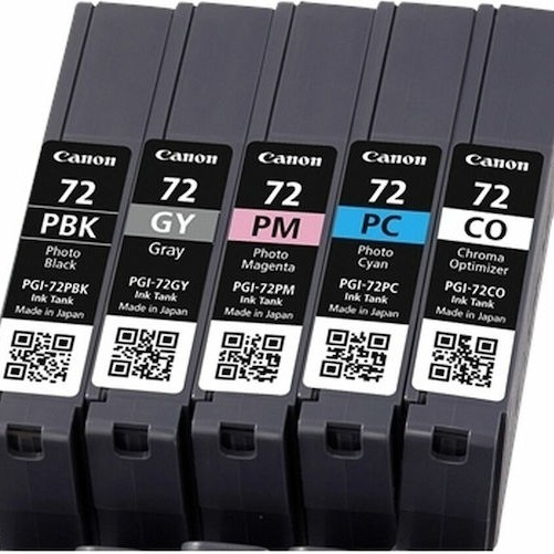 Canon PGI-72 Γνήσιο Πακέτο 5 Μελανιών Εκτυπωτή InkJet Photo Κυανό / Photo Ματζέντα / Photo Μαύρο / Γκρι / Chroma Optimizer (6403B007)