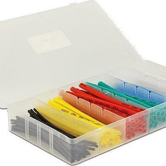 DeLock Θερμοσυστελλόμενα Καλώδια Κασετίνα με Βαθμό Συρρίκνωσης 2:1 Σετ 100τεμ Διαφόρων Χρωμάτων Μαύρο 100τμχ 86264