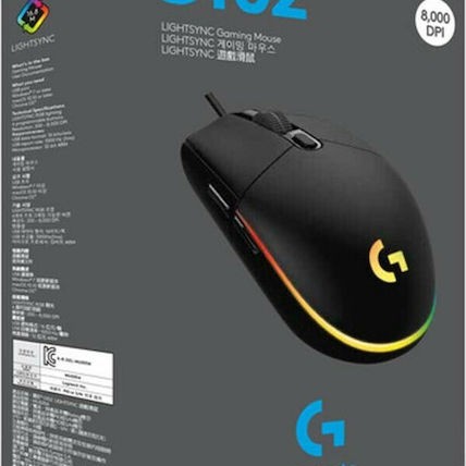 Logitech G102 Lightsync RGB Gaming Ποντίκι 8000 DPI Μαύρο