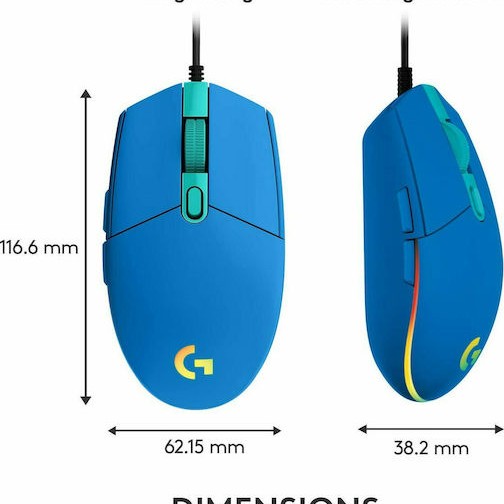 Logitech G203 Lightsync RGB Gaming Ποντίκι 8000 DPI Μπλε