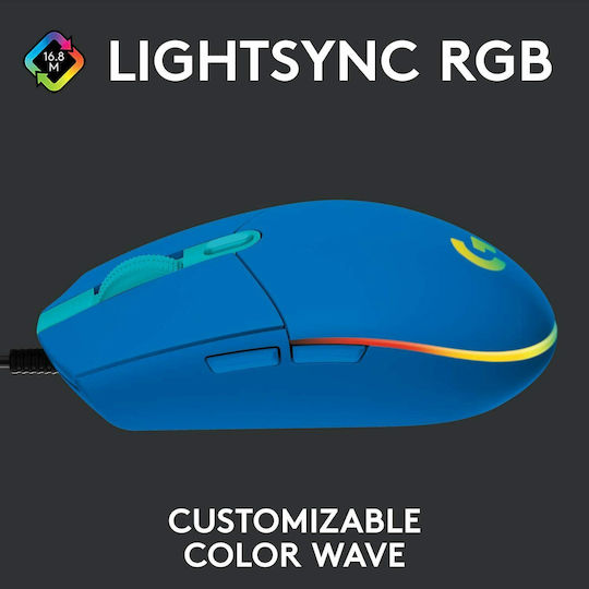 Logitech G203 Lightsync RGB Gaming Ποντίκι 8000 DPI Μπλε
