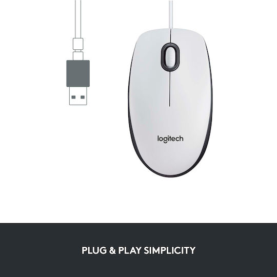 Logitech M100 Ενσύρματο Ποντίκι Λευκό