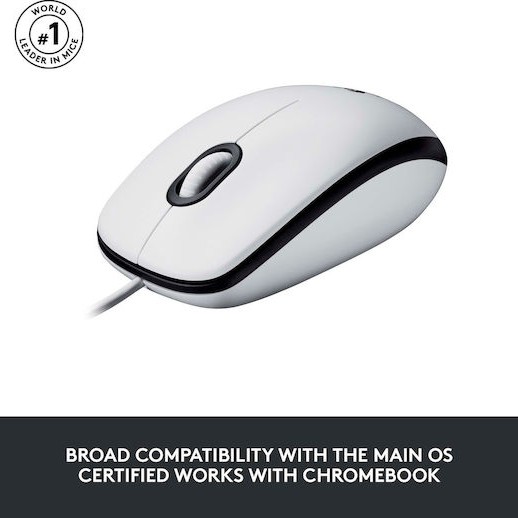 Logitech M100 Ενσύρματο Ποντίκι Λευκό