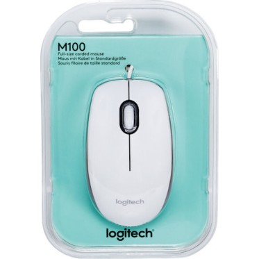 Logitech M100 Ενσύρματο Ποντίκι Λευκό