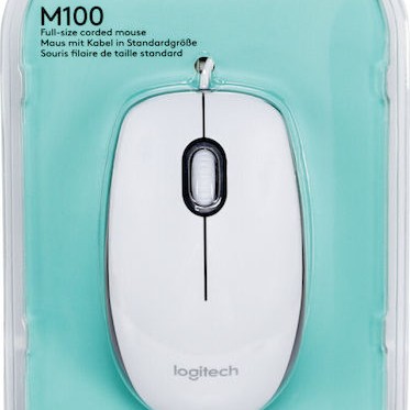 Logitech M100 Ενσύρματο Ποντίκι Λευκό