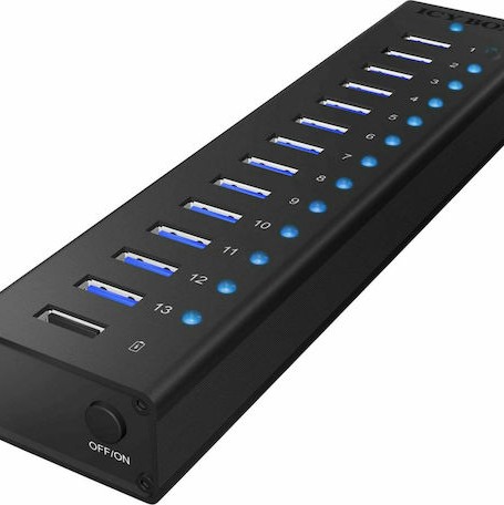 Icy Box USB 3.0 Hub 13 Θυρών με σύνδεση USB-A & Θύρα Φόρτισης και Εξωτερική Παροχή Ρεύματος