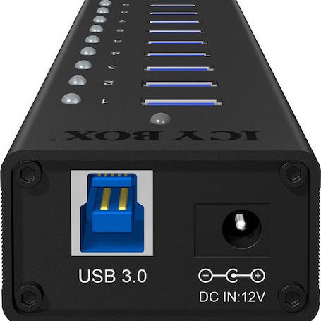 Icy Box USB 3.0 Hub 13 Θυρών με σύνδεση USB-A & Θύρα Φόρτισης και Εξωτερική Παροχή Ρεύματος