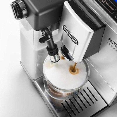 De'Longhi Autentica Αυτόματη Μηχανή Espresso 1450W Πίεσης 15bar για Cappuccino με Μύλο Άλεσης Ασημί