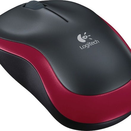 Logitech M185 (910-002237) Ασύρματο Mini Ποντίκι Black/Red