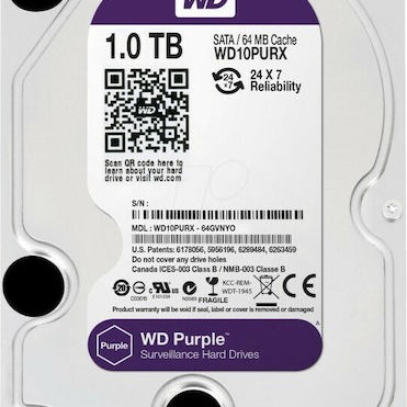 Western Digital Purple 1TB HDD Σκληρός Δίσκος 3.5