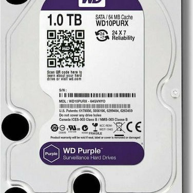 Western Digital Purple 1TB HDD Σκληρός Δίσκος 3.5