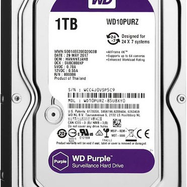 Western Digital Purple 1TB HDD Σκληρός Δίσκος 3.5