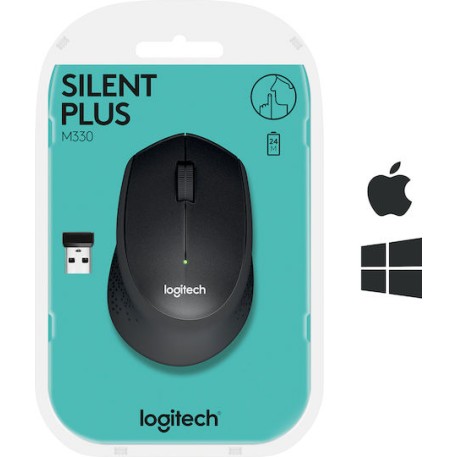 Logitech M330 Silent Plus Ασύρματο Ποντίκι Μαύρο