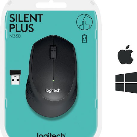 Logitech M330 Silent Plus Ασύρματο Ποντίκι Μαύρο