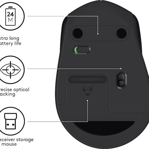 Logitech M330 Silent Plus Ασύρματο Ποντίκι Μαύρο