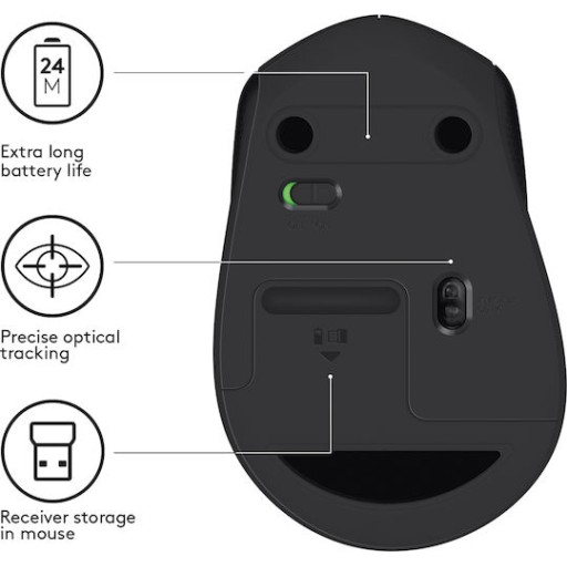 Logitech M330 Silent Plus Ασύρματο Ποντίκι Μαύρο