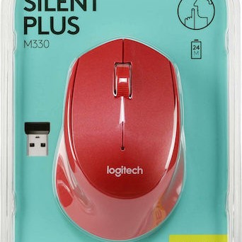 Logitech M330 Silent Plus Ασύρματο Mini Ποντίκι Κόκκινο