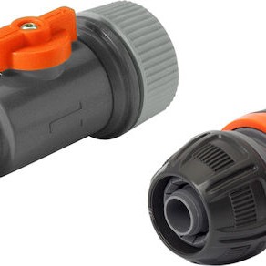 Gardena 01989-20 Σύνδεσμος Σωλήνων Ποτίσματος με Διακόπτη 13mm Γκρι