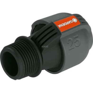 Gardena 02763-20 Σύνδεσμος Σωλήνων Ποτίσματος Κοχλιωτός με Αρσενικό Σπείρωμα 25.4mm Μαύρο