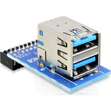 DeLock USB 3.0 Pin Header female > 2 x USB 3.0 female (41865)