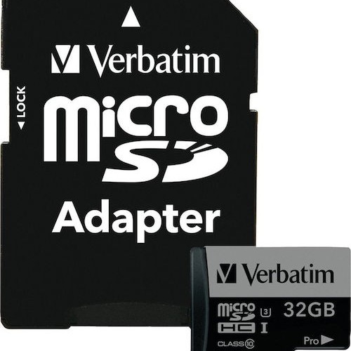 Verbatim Pro microSDHC 32GB Class 10 U3 UHS-I με αντάπτορα