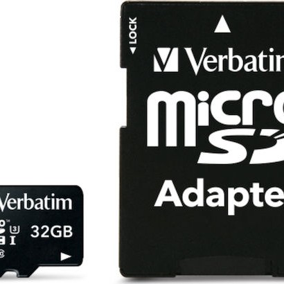 Verbatim Pro microSDHC 32GB Class 10 U3 UHS-I με αντάπτορα