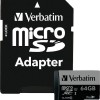 Verbatim Pro microSDXC 64GB Class 10 U3 UHS-I με αντάπτορα