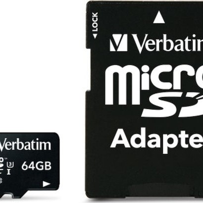 Verbatim Pro microSDXC 64GB Class 10 U3 UHS-I με αντάπτορα