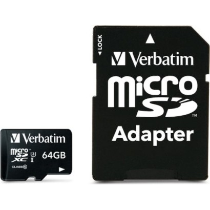 Verbatim Pro microSDXC 64GB Class 10 U3 UHS-I με αντάπτορα